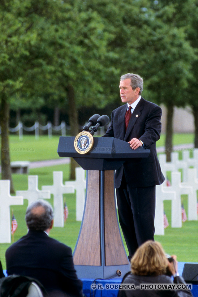 Photo de George Bush photos du président Bush Colleville Normandie