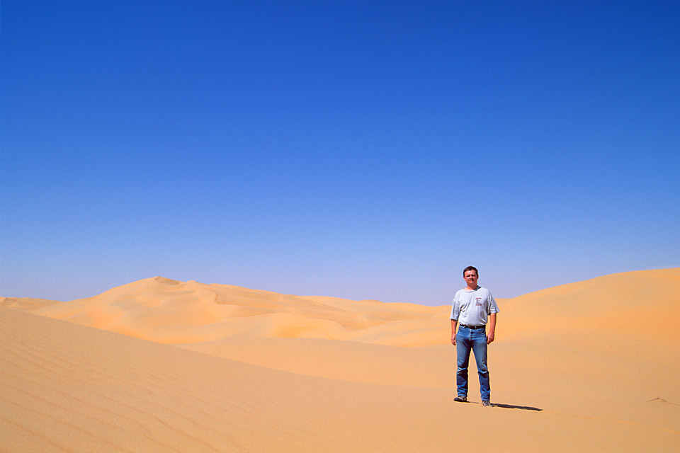 Richard Soberka in the desert in the United Arab Emirates