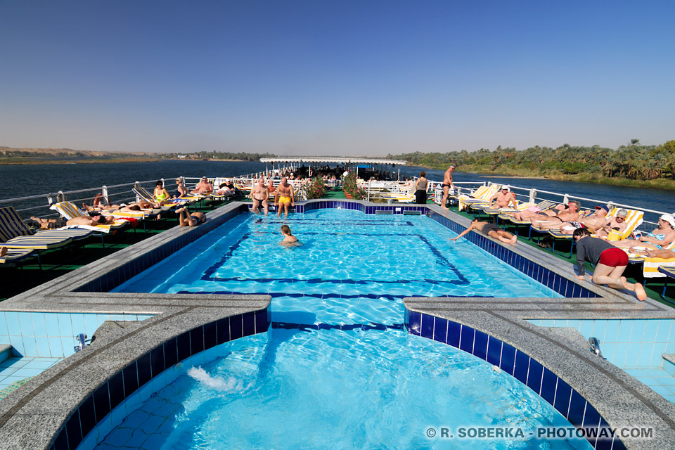 swimming pool on ship in Nile Cruise in Egypt swimming pool on ship in Nile Cruise in Egypt