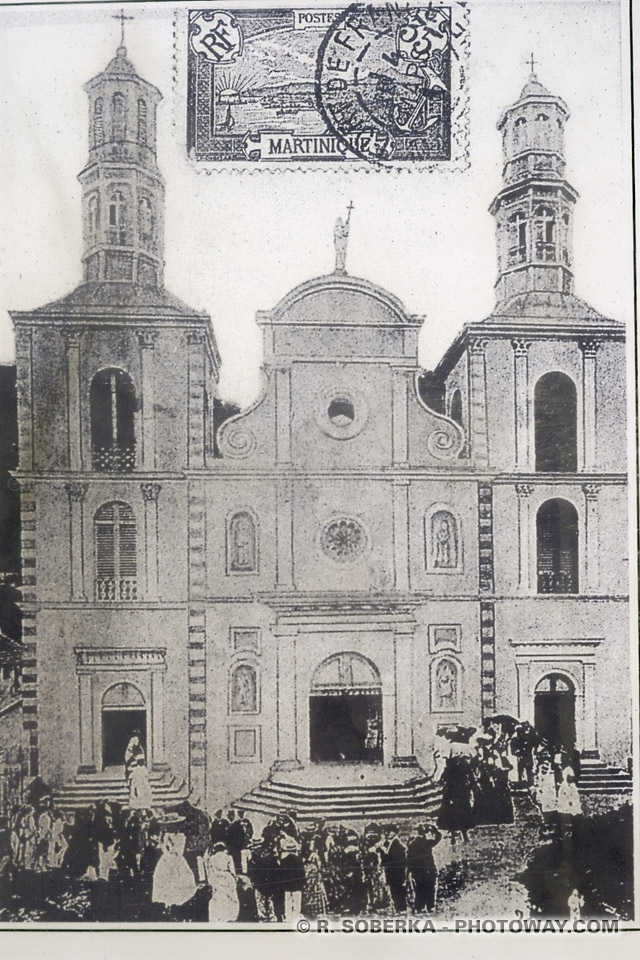 Vintage photo of the old cathedral of Saint-Pierre Martinique