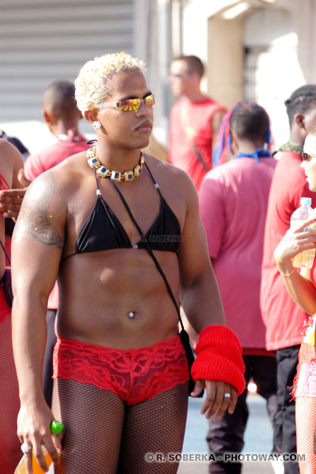 silly photo of a cross-dresser at the carnival in Martinique