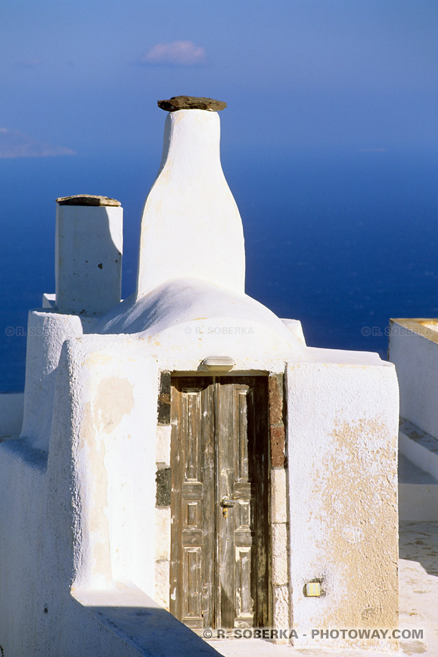 original house with chimney in Santorini