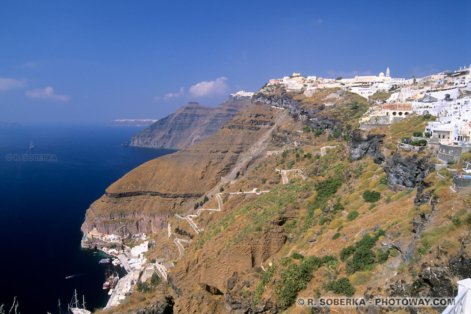 Santorini island cliffs