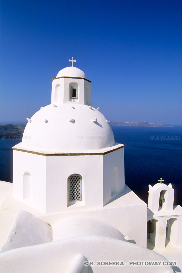 White church in contrast with the Mediterranean blue