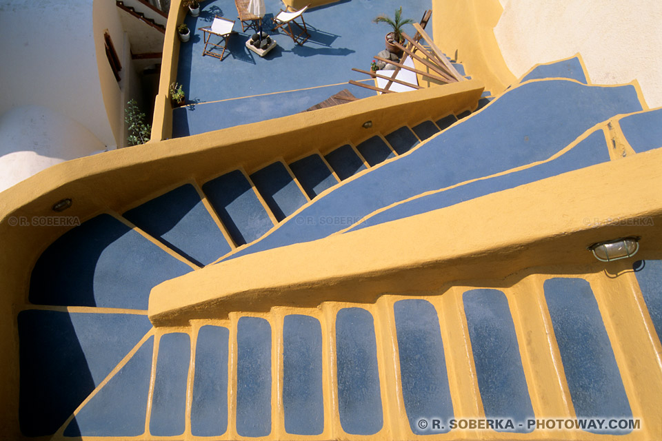 Stairway Wallpaper - Cyclades Santorini Wallpapers