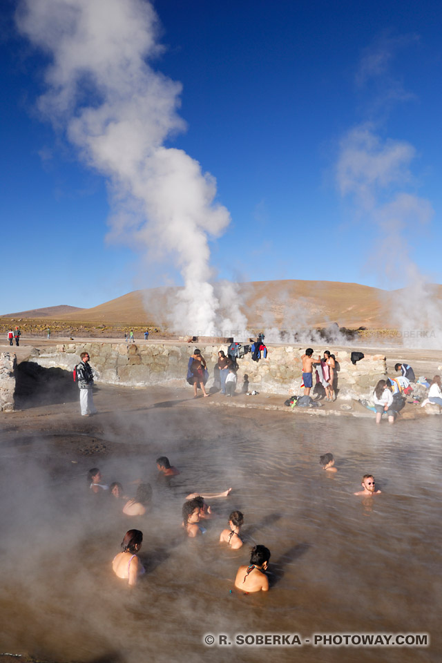 eau sources géothermales photo baignade geysers del Tatio Chili