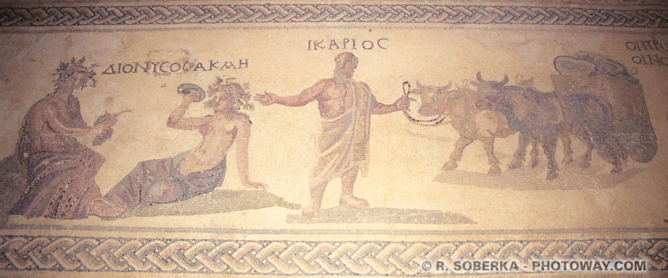 Photo de Dionysos dieu de la vigne et vin photos mosaïque d'Icarios