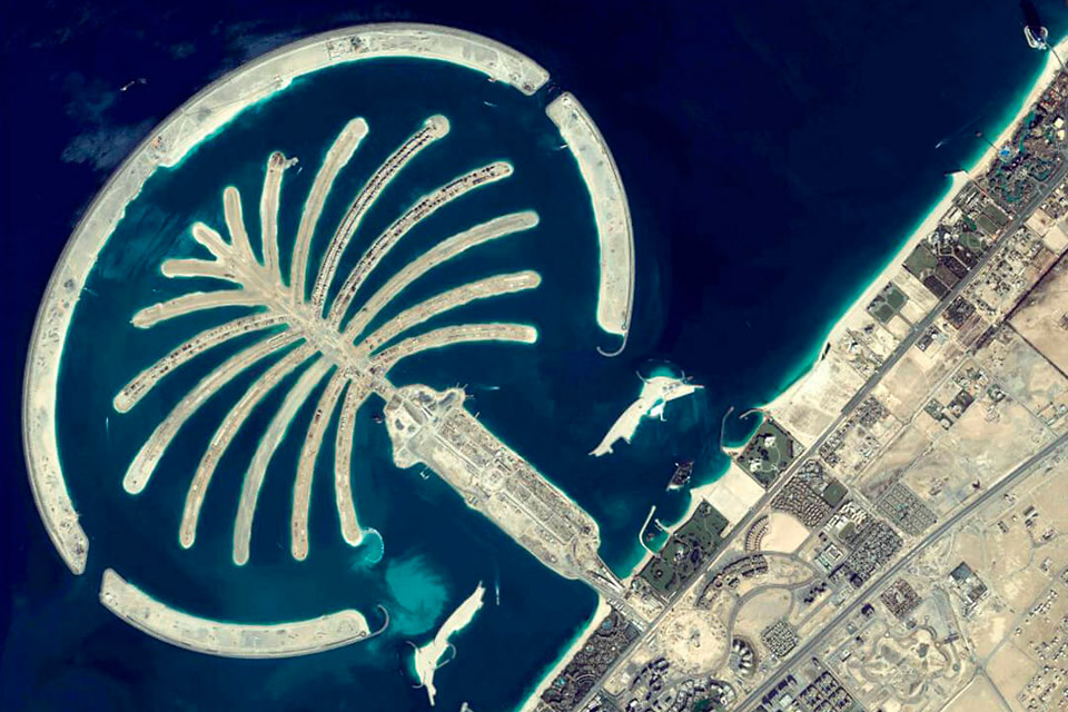 Image satellite photos satellite photo de Palm Island Emirats Arabes Unis