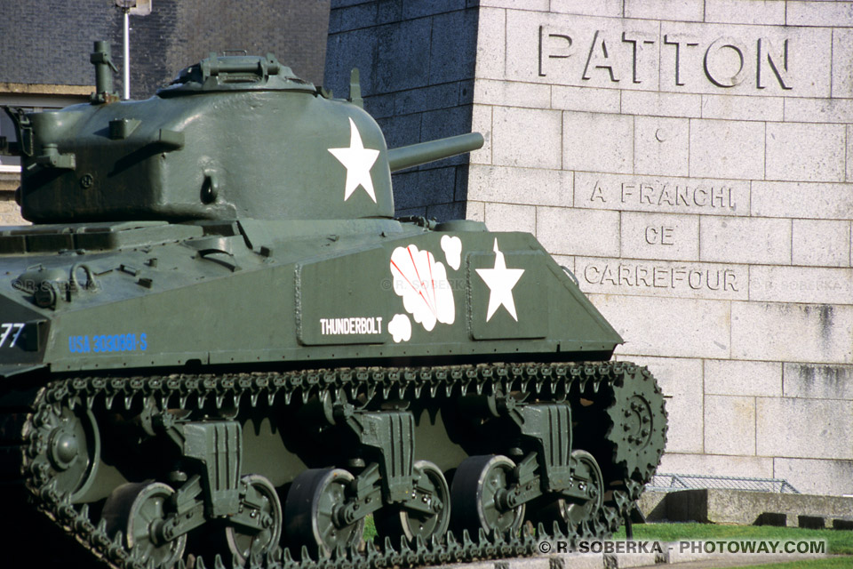 Images Photos du char Sherman photos du général patton photo à Avranches