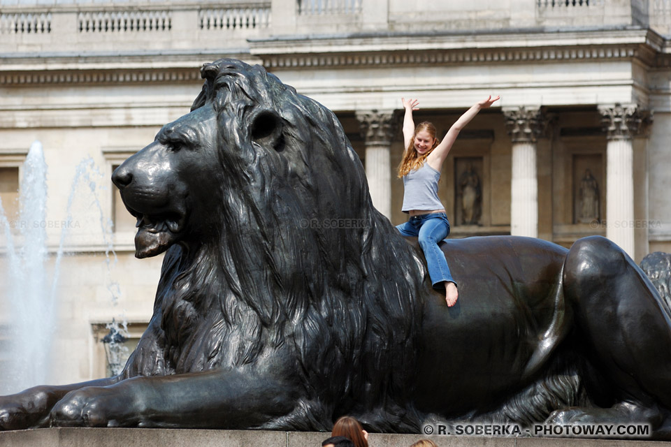 Photo des lions de bronze Photos de Trafalgar Square à Londres 