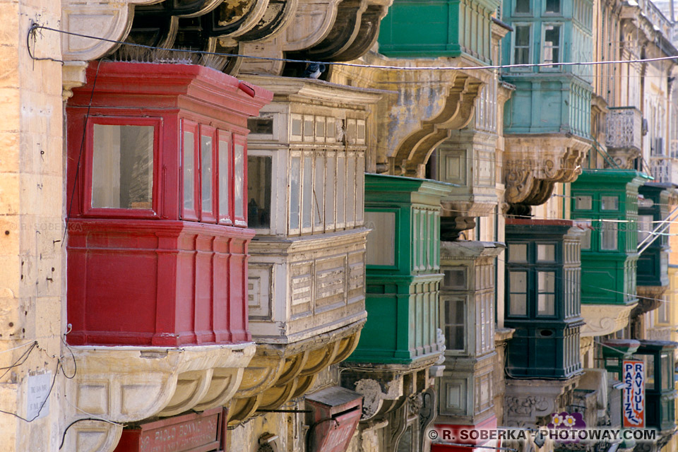 Image des Balcons de Malte, photos de Balcons à La Valette Capitale de Malte