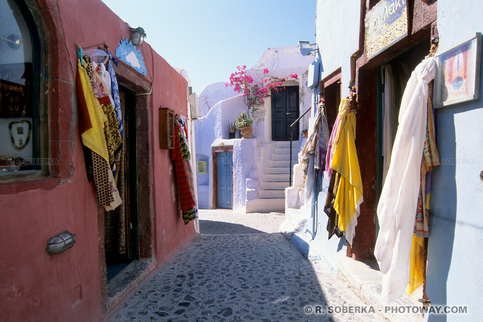 d'oeuvres d'art ruelles de Santorin 