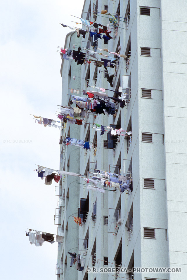 Linge au fenetres de Singapour