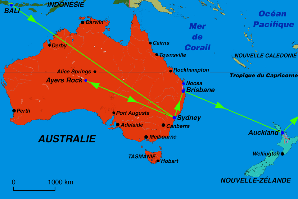 Image Carte de l'Australie - Tour du Monde 5eme étape