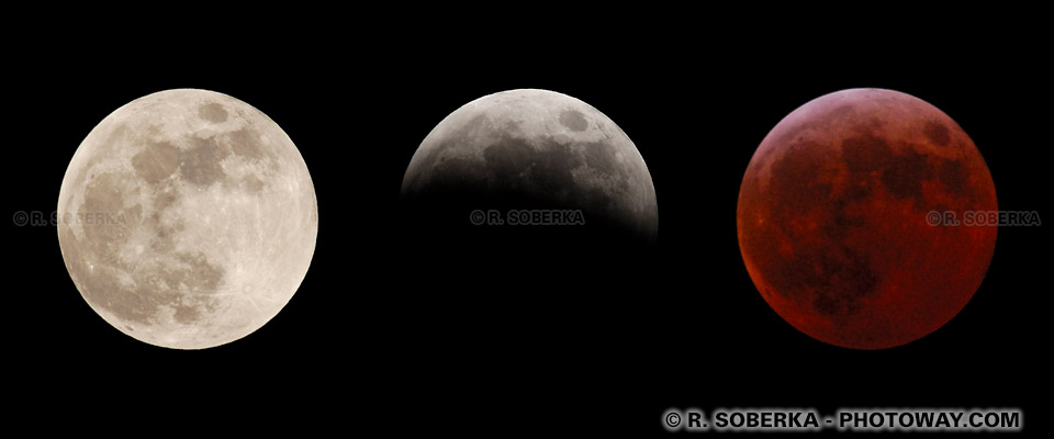 Photos d'une éclipse totale de Lune en 2007